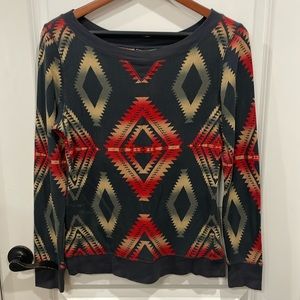 Chaps women’s Medium long sleeve blue,red, gray Aztec print